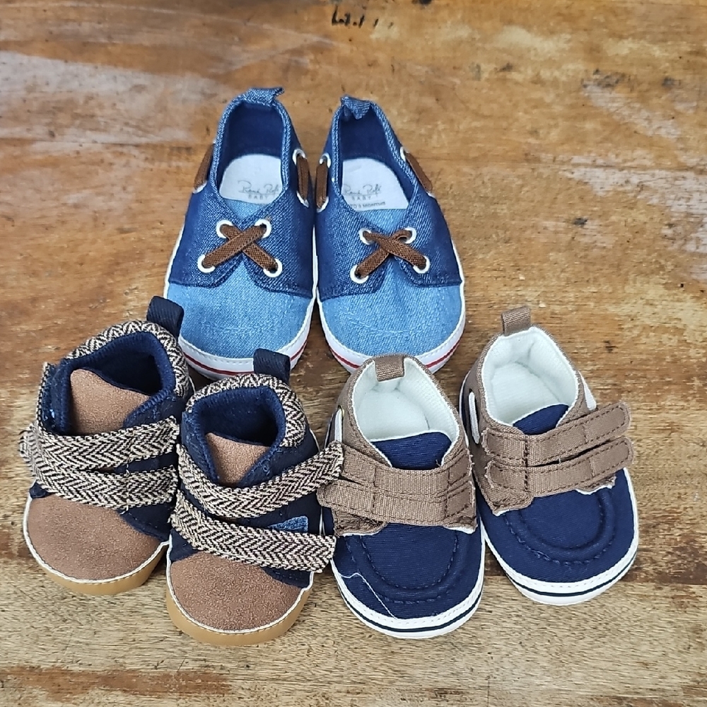 Lot Of 3 Stylish Blue and Brown Kids Shoes